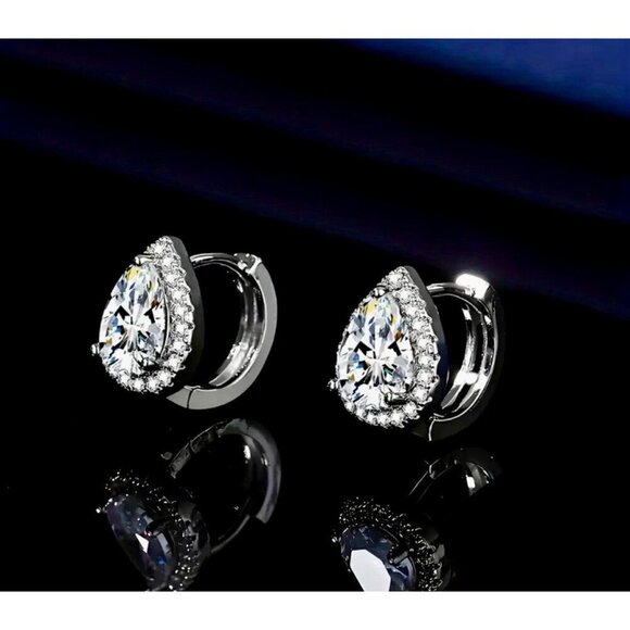 Sterling Silver Pear Drop Earrings - Picture 5 of 5